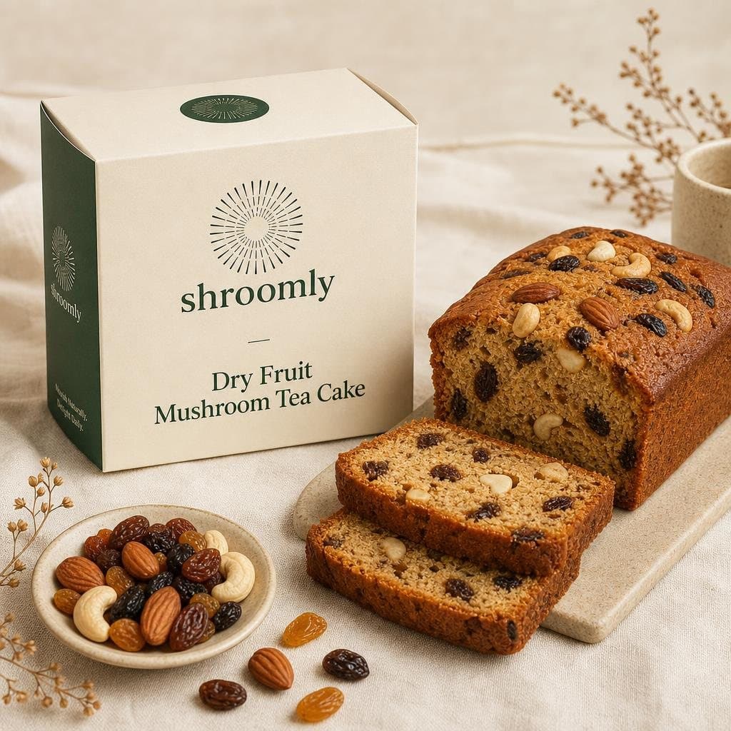 Dry Fruit Mushroom Tea Cake